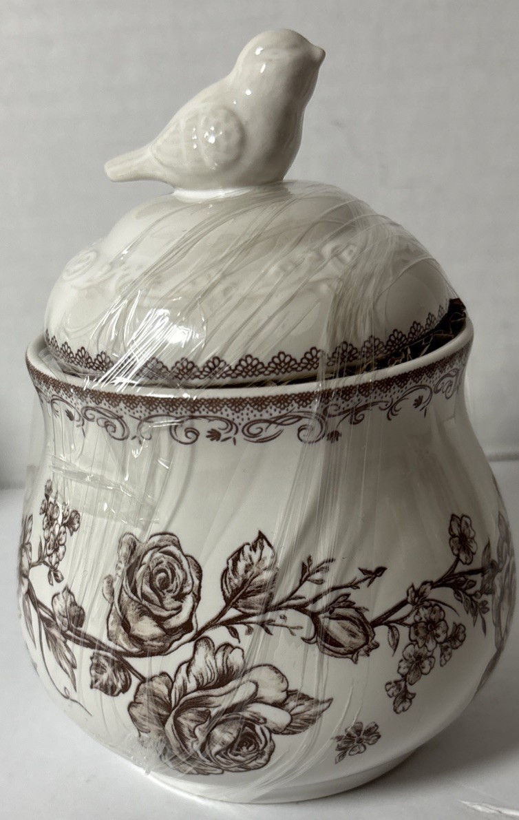 NEW Pioneer Woman Agatha Stoneware Sugar Bowl & Creamer Brown Floral Kitchen Set