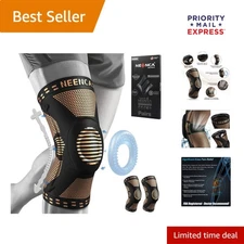 Unisex Knee Support Sleeves: 2 Pack Large with Gel Pad & Stabilizers for Pain