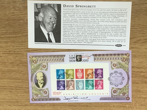 THE STAMP SHOW 2000 M/S BENHAM FDC ARTIST'S PALETTE H/S SIGNED DAVID ...
