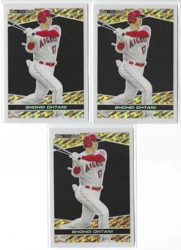 Shohei Ohtani, 3-card lot, Black Gold Insert, 2021 Topps Update #BCG-13