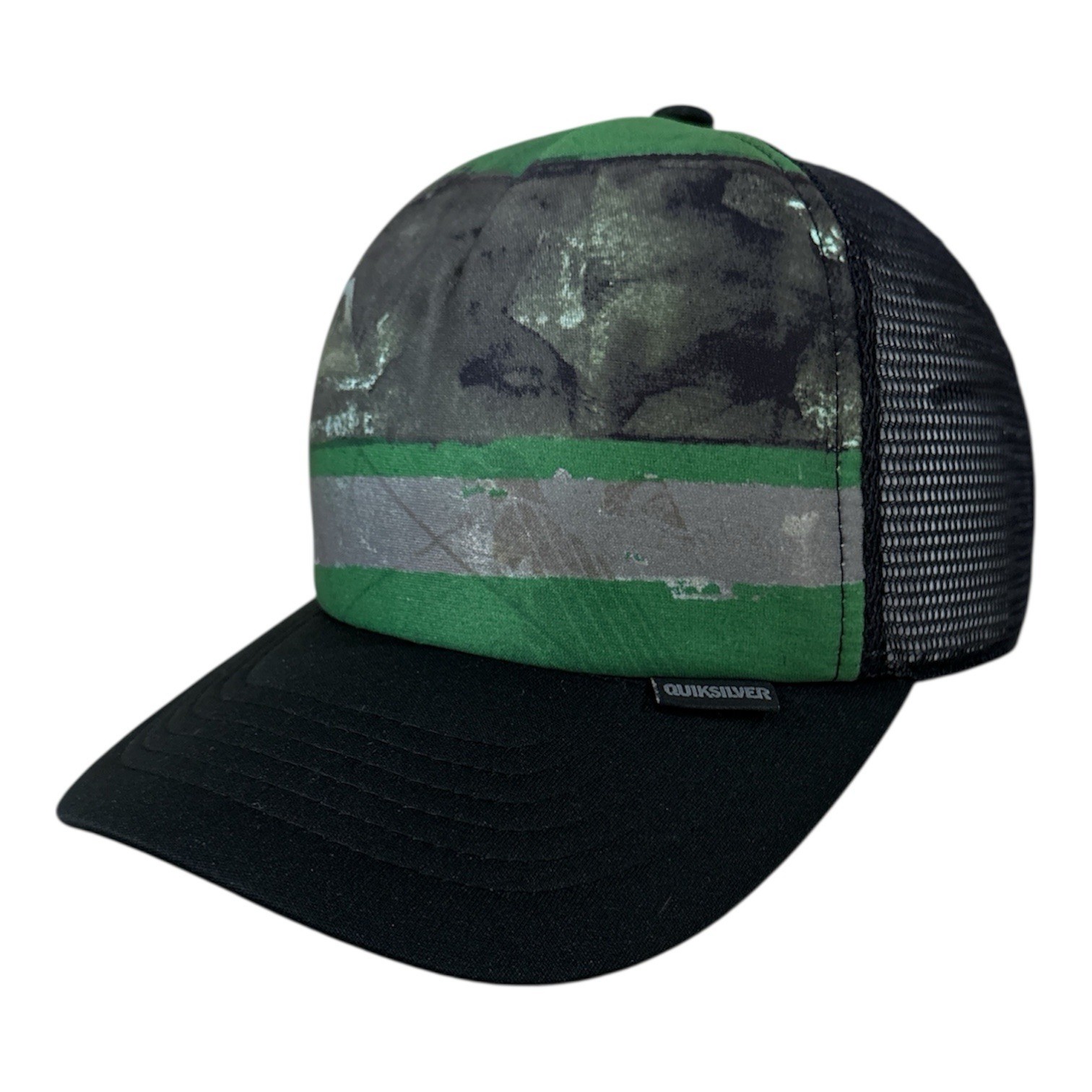 Quiksilver Snapback Trucker Hat Youth Black Green Adjustable
