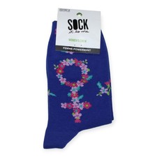 Sock It To Me Women's Crew Socks Blue Floral Femme-Powerment Cotton