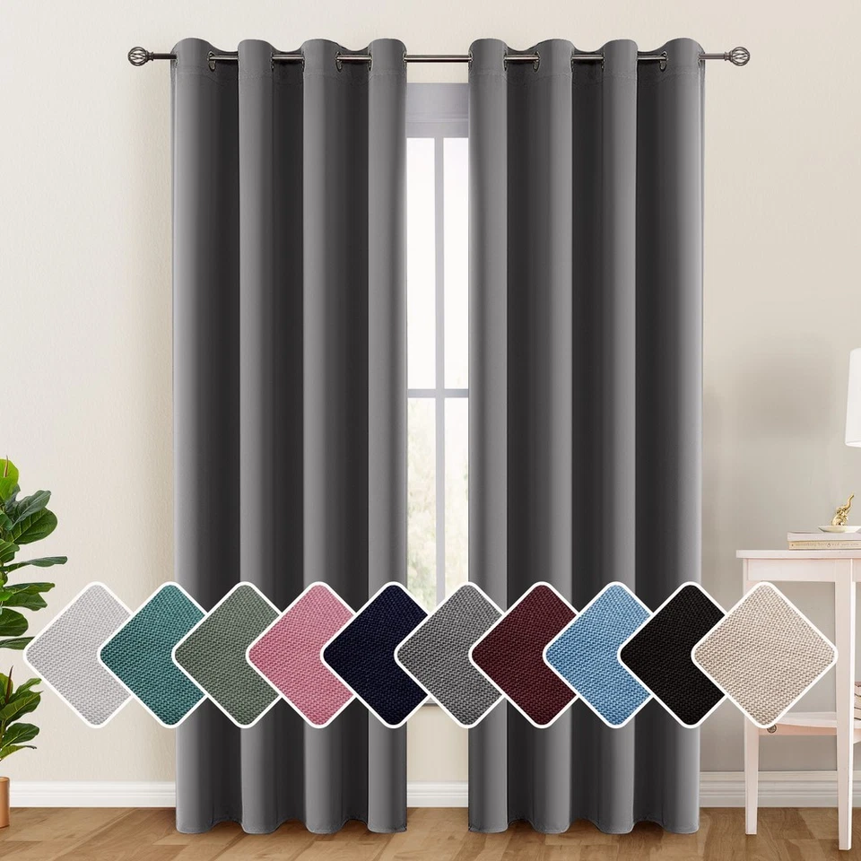 Blackout Curtain Room Darkening Window Curtains Insulated Thermal Grommet Panels - Image 2 of 4