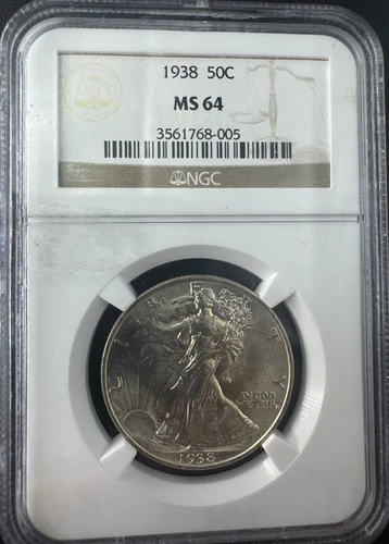 1938 Walking Liberty Half Dollar NGC MS64 | Brilliant Luster | Sharp Strike | Pr