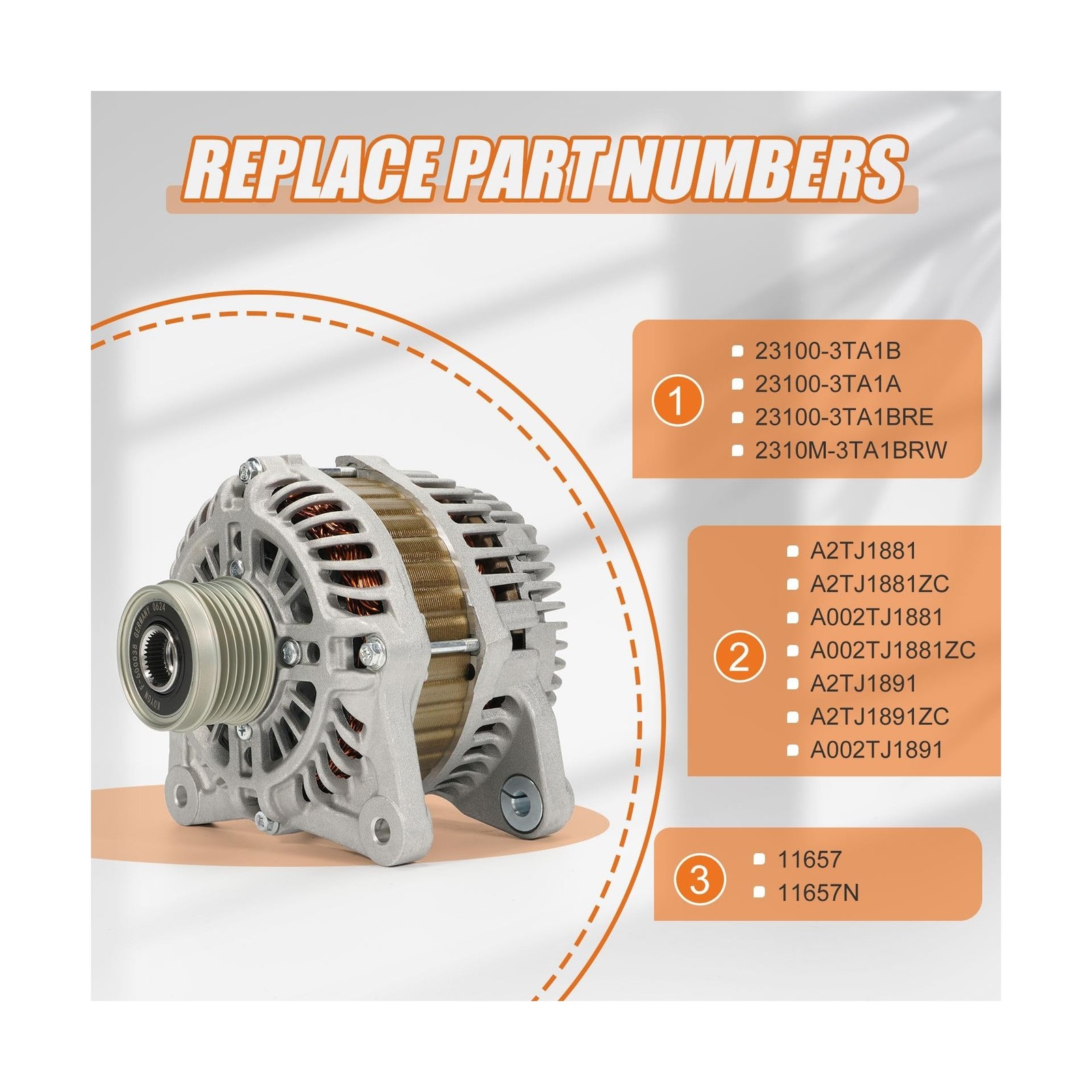 Alternator 12V 110A Fit for Nissan Altima 2.5L L4, 2013-2018 231009HU0A ...