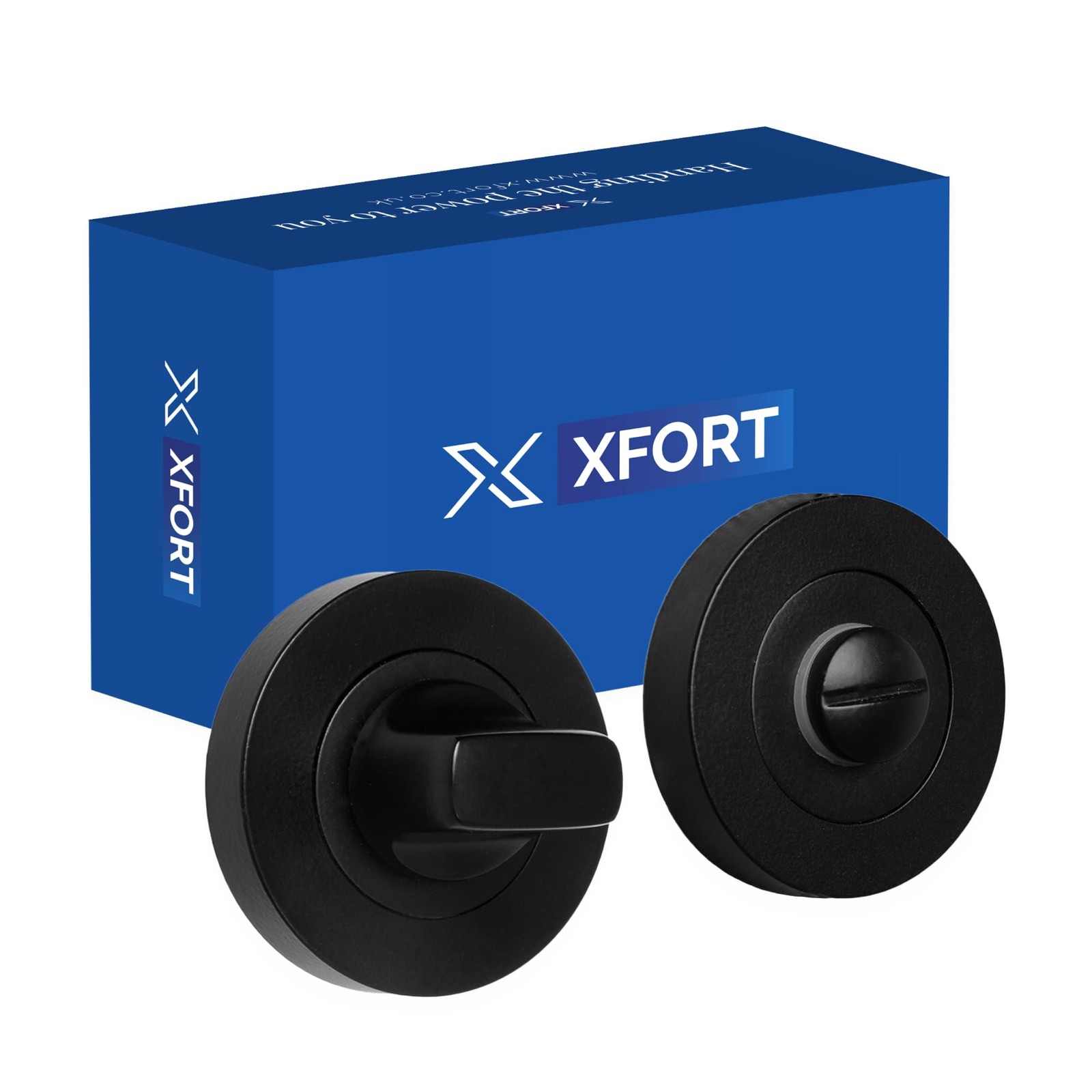 XFORT Matt Black Thumb Turn Lock - Bathroom Door Lock Deadbolt Kit - Thumb Tu...