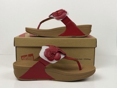 Fitflop LULU Flower Toe Post Sandals Women's Size 8 Red/Burnt