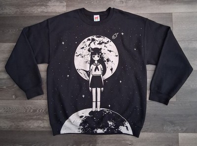 Omo Cat Moon Girl Sweatshirt Anime RARE RPG Omori 2014 Black Size Large 