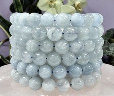 Wholesale 6 Pcs 8mm Aquamarine Natural Crystal Healing Stretch Bracelet 7.5  