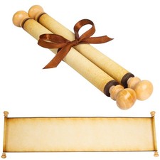 Blank Scroll Paper with Wood Rods, 7.1 x 30.5 inches x inches, Brown