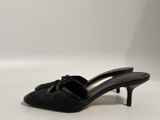Vtg Gucci Black Monogram Canvas Mule Heels 36
