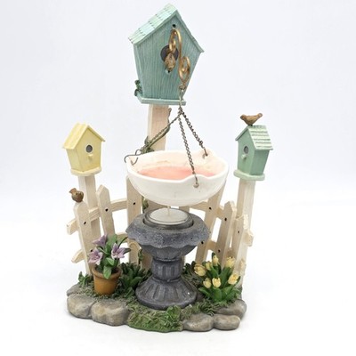 Yankee Candle Hanging Wax Burner Warmer Birdhouse Birdbath Birds Folkart RETIRED