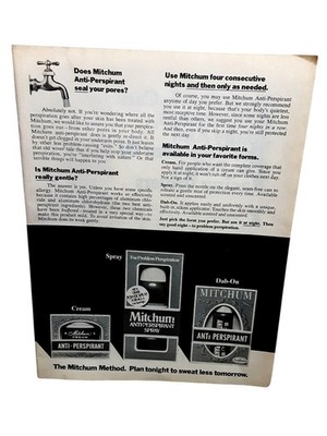 1974 Mitchum Anti-Perspirant Vintage Print Ad Retro Grooming Products