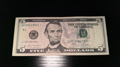 2021 star note with low serial number five dollar note | eBay