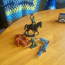 Vintage Marx s Plastic Toy Soldier Figures Lot, Cavalry Horse Rider