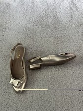 Ladies Van Dal leather Free gold slingback flat point toe ballet flats size 5