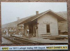 RPPC ca 1911 Lehigh Valley RR Depot, WEST DANBY, NEW YORK. REAL PHOTO POSTCARD