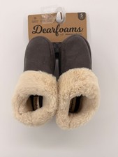 Dearfoams New Gray Memory Foam Slippers Faux Fur Lined No Sweat
