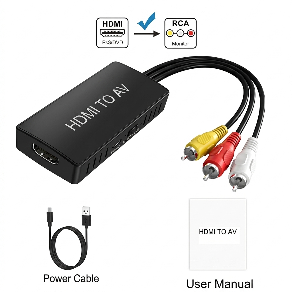 HDMI to AV RCA CVBS Converter Adapter PAL NTSC TV Stick Android Box Video UK