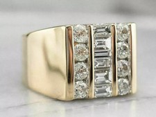 3Ct Round Lab Created Diamond Cluster Men's Ring 14K Yellow Gold Silver Plated