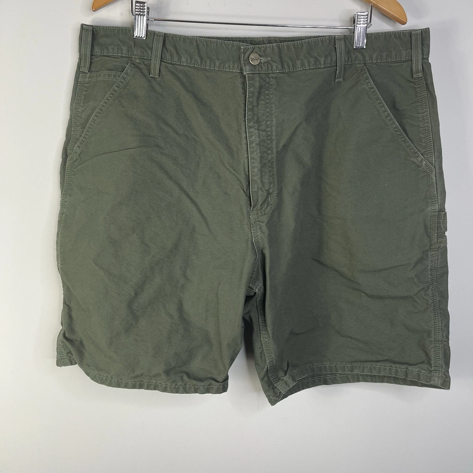 Carhartt Faded Army Green Canvas Carpenter Shorts Tagged 40 Fit 39 Workwear Y2K