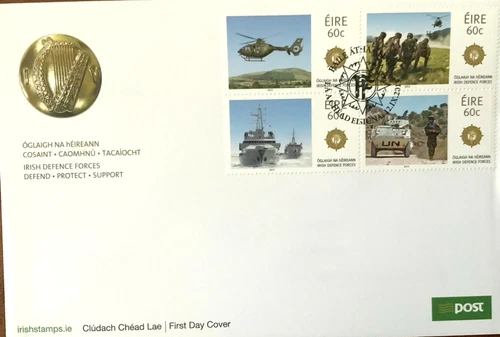 IRELAND IRISH DEFENSE FORCES  SET 2013 CACHET FDC +INFO CARD UNADDR