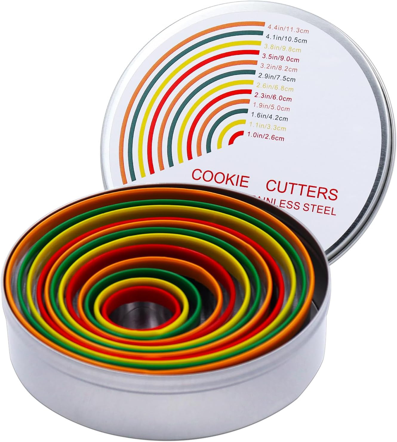 round Cookie Biscuit Cutter Set, 12 Pack Pastry Cutters in Graduated Sizes for D
