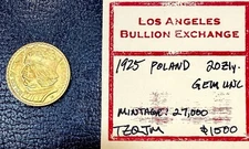 1925 Poland Gold 20 Zlotych Gem Uncirculated PL Mintage 27,000! 