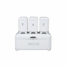 4 Pieces Bread Bin and Canister Set Large Capacity Bread Bin with Matching Jars
