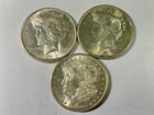 1921 D Morgan Silver $ 1922 & 1925 Peace Dollar all lustrous coins nice lot !