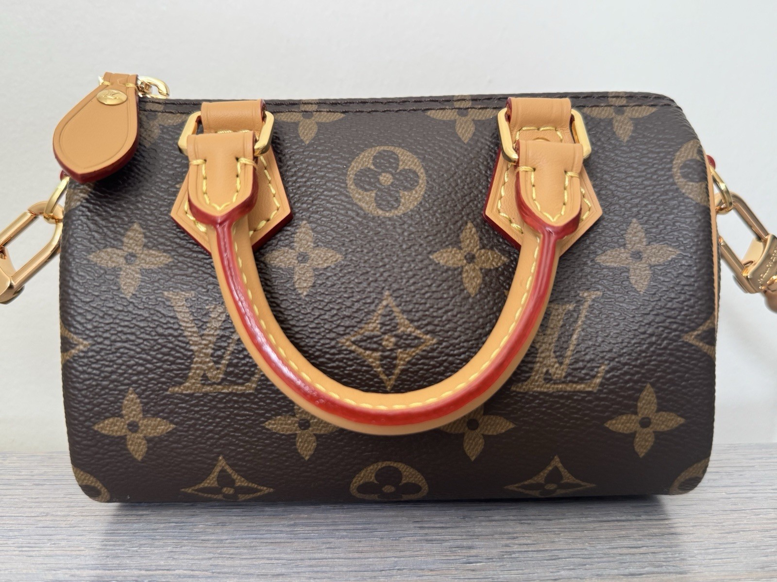 Louis Vuitton Monogram Satchel Brown Gold Hardware Brand Card Dust Bag