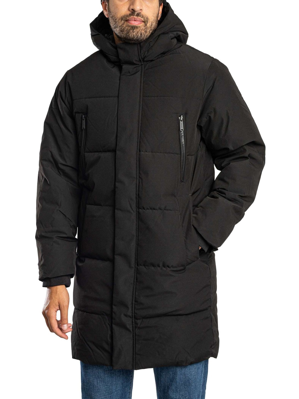Jack & Jones Mid-Length Hooded High Neck Winter Padded Jacket Men's Black Large - La Redoute - Image 2