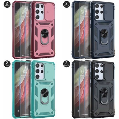 For Samsung Galaxy S21/Ultra/S21 FE Case Kickstand Cover /Glass Screen Protector