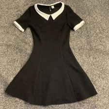 Divided Women's Black Collar Dress Size UK 12 Short Sleeve 34in Length Regular