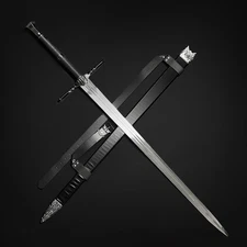 Medieval Fantasy Two Handed Sword - Stainless Steel Sword Blade w/Faux Leather