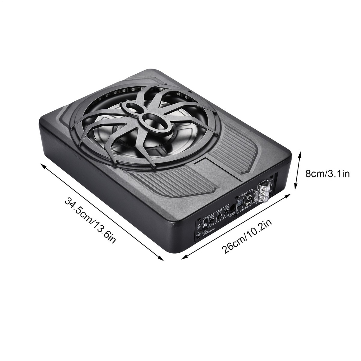 10" Slim Active Car Subwoofer With Built-in Amp - 440W Peak, Under-Seat Box For Deep Bass