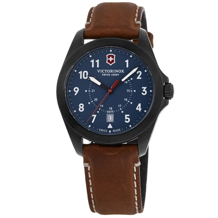 New Victorinox Swiss Army Heritage Quartz Blue Dial Brown Men's