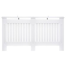 HOMCOM Radiator Cover Painted Slatted MDF Cabinet Lined Grill 152x19x81cm