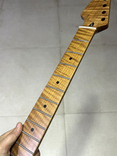 AAAA Reverse head 22Fret Roasted Flame maple Electric guitar Neck part Satin