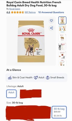 Royal Canin Breed Health Nutrition French Bulldog Adult Dry Dog Food, 30 lbs.
