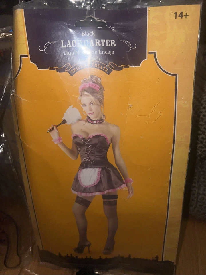 Misc Halloween Dress up Pieces, Lace Garter, Flapper Skirt, Feather Mask, 3 Pcs - Image 2 of 4