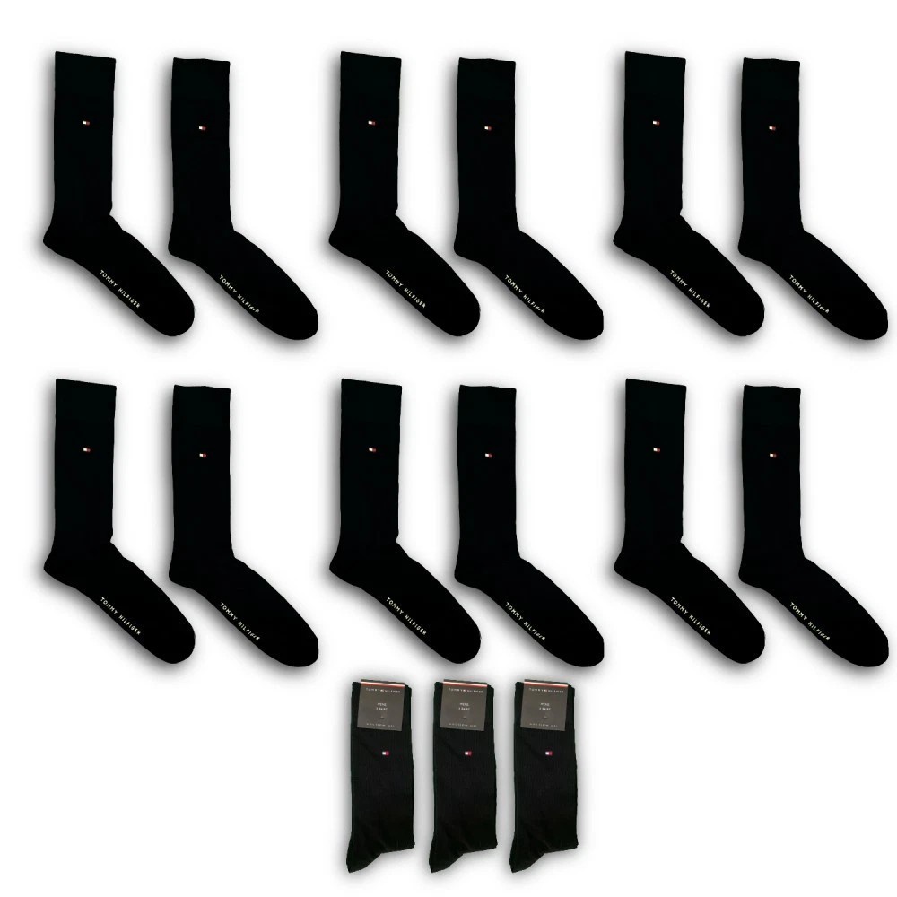 Tommy Hilfiger Genuine Mens Classic Cotton Blend Socks | Black, UK 9-11, 6 Pairs