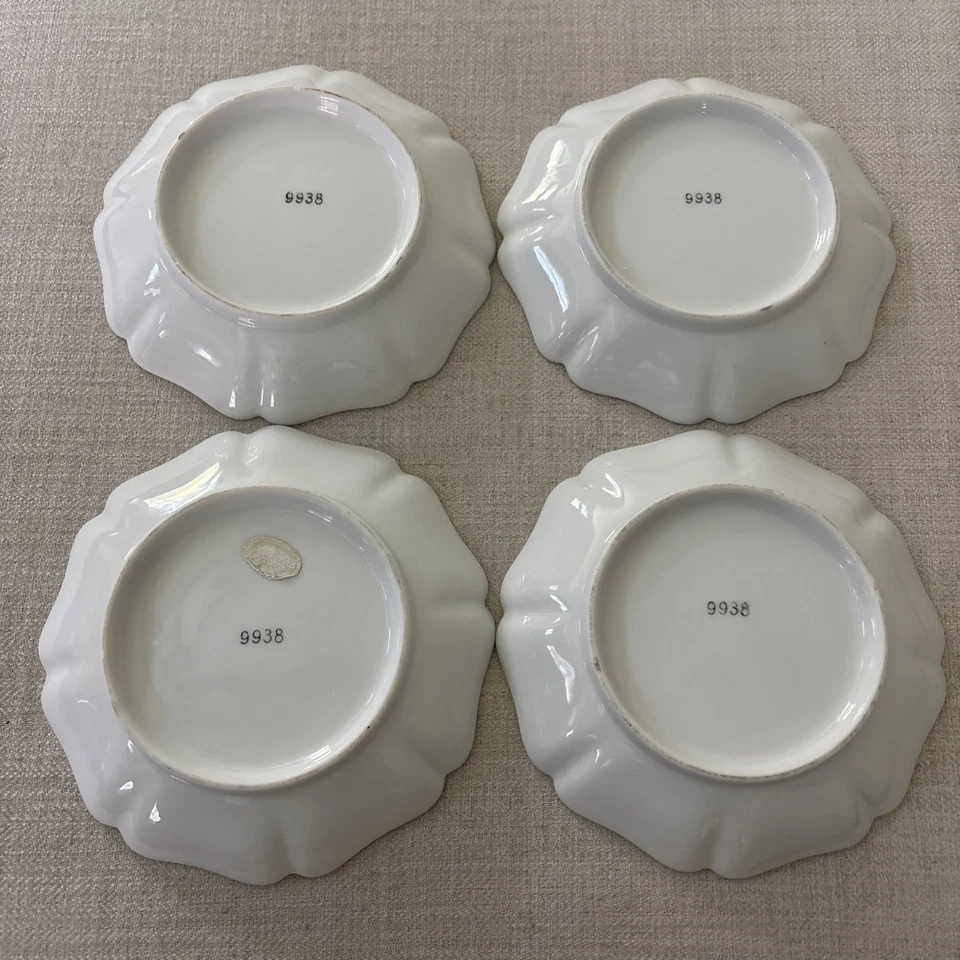 Juego de 4 platos de postre/ensalada Andrea By Sadek florales en blanco y negro - de 6 pulgadas - raros Foto 2 de 2