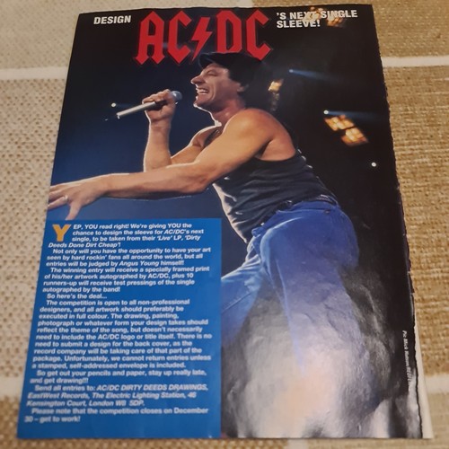 Vintage AC DC BRIAN JOHNSON / DAVID COVERDALE A4 POSTER KERRANG ...