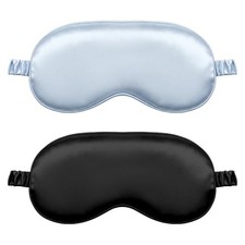 2Pcs Silk Sleeping Mask, Soft Breathable Blackout Eyeshade Comfortable