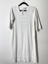 Queen Shield Women’s White Embroidered Sequin Tunic Dress Size M Short Sleeve