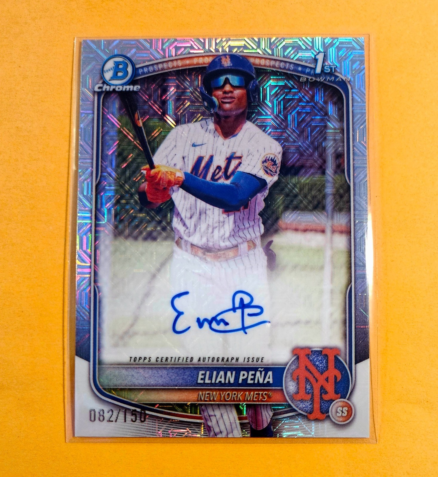 2025 Bowman Chrome ELIAN PENA 1st AUTO HTA Refractor /150 - Bowman 1st Mets
