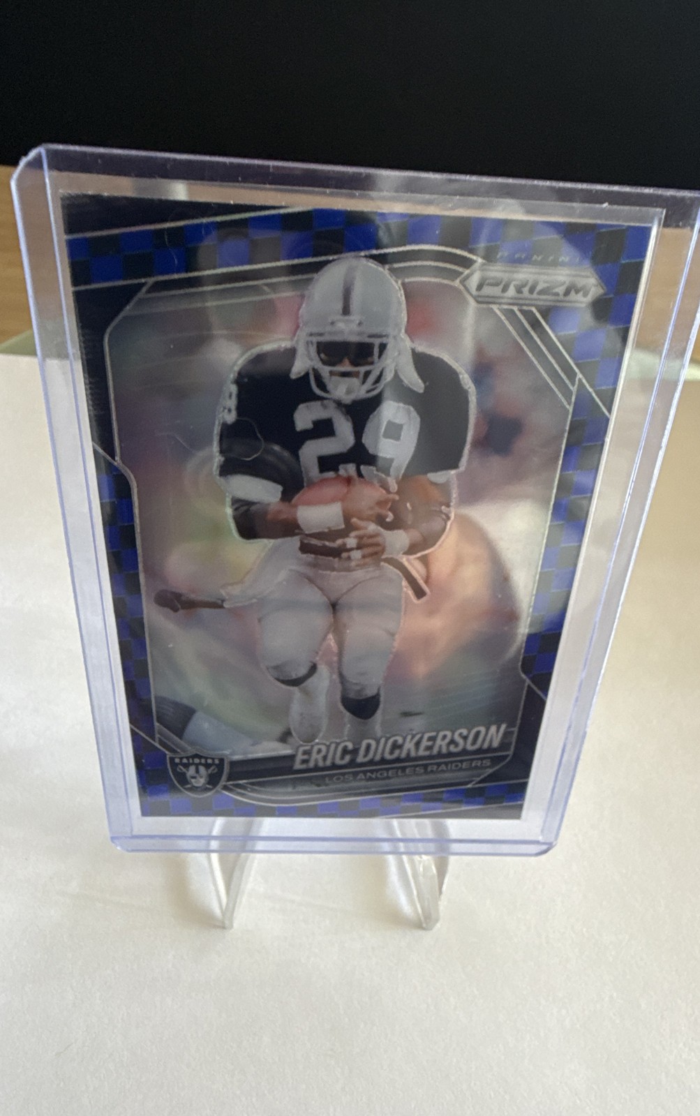 2025 Panini Prizm - Eric Dickerson #83 Black & Blue Checker Prizm.