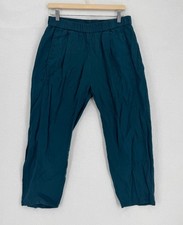 Eileen Fisher Womens Teal Blue Organic Linen Straight Leg Pull On Pants Sz PM