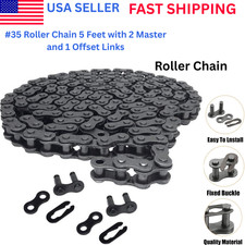 #35 Roller Chain 5 Feet with 2 Master and 1 Offset Links for GO KART, Mini Bike